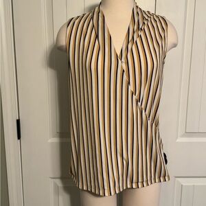 Adrianna Papell Brown Tan Wrap Blouse